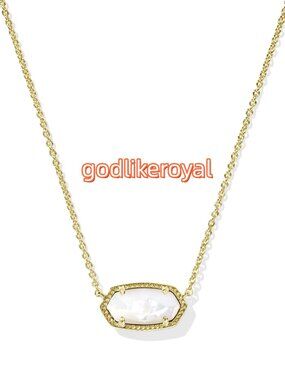 Elisa Gold Pendant Necklace in Ivory Mother-of-Pearl